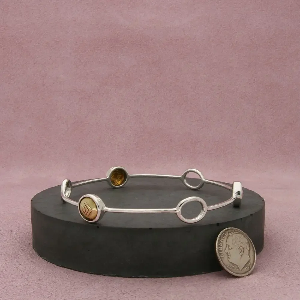 silpada sterling silver & brass two tone stack b2474 bracelet size 8.25in